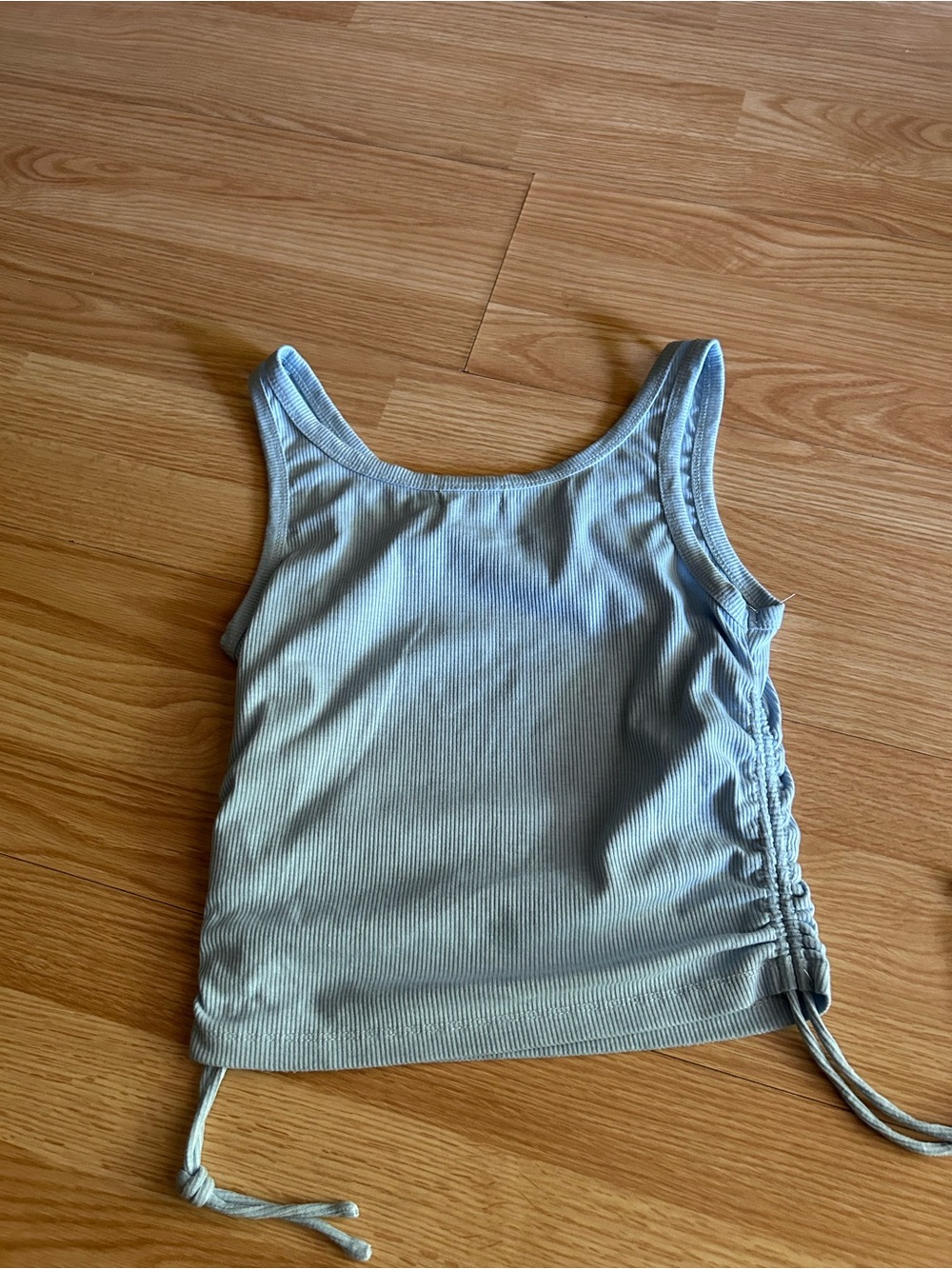 Princess Polly Light Blue Ribbed Ruched Top Size 6 - Picture 7 of 7